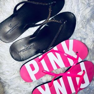 American Eagle and Pink Flip Flops